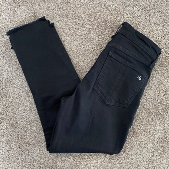 RAG & BONE Nina High-Rise Ankle Cigarette Jeans Pants Black Coal Sz 25 - Picture 1 of 12